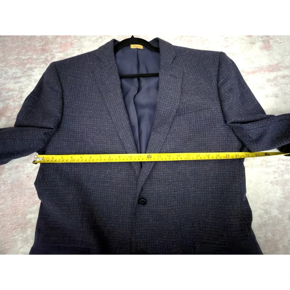 Brook's Brothers Regent Fit 46L Blue Tweed Windowpane Plaid 100 Wool Men Wedding